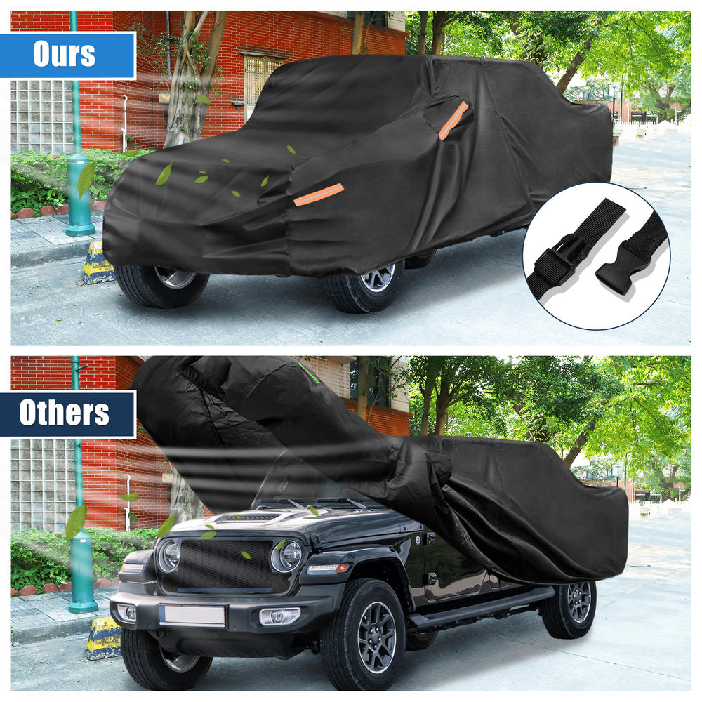 Unique Bargains Truck Car Cover for Jeep Gladiator JT 2020 2021 2022 Rain Waterproof Black