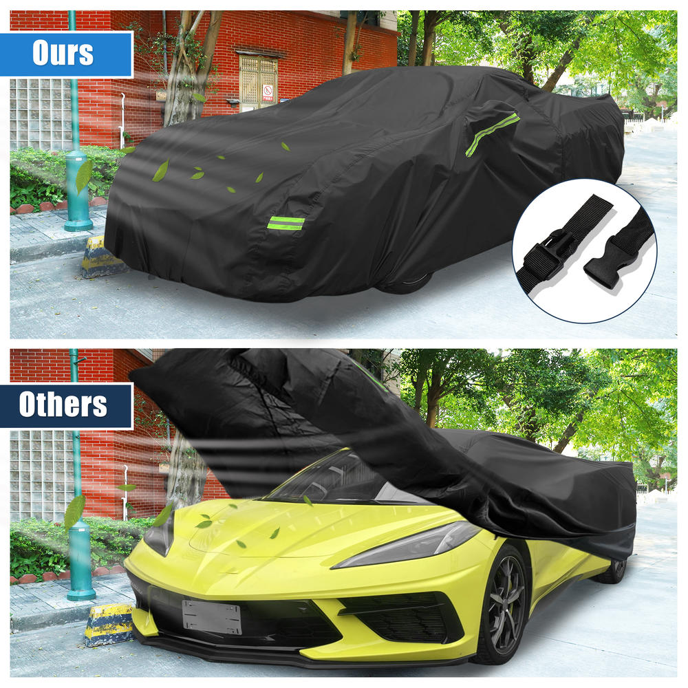 Unique Bargains Waterproof Car Cover for Chevrolet Corvette C8 2020–2022 with Zipper Black