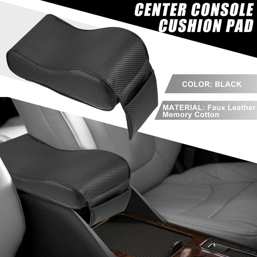 Unique Bargains Car Universal Center Console Armrest Cushion Cover Carbon Fiber Pattern Black