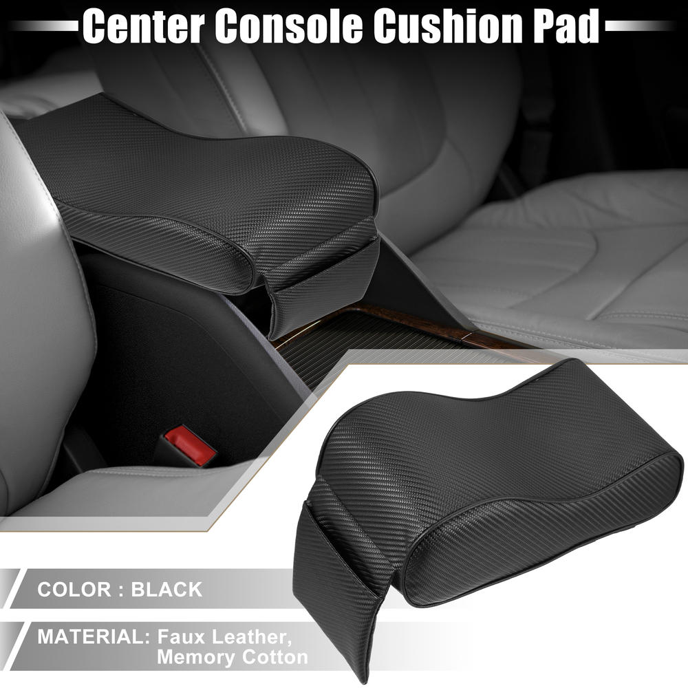 Unique Bargains Car Universal Center Console Armrest Cushion Cover Carbon Fiber Pattern Black