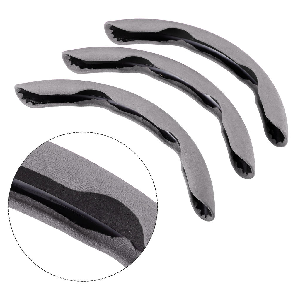 Unique Bargains 3pcs Segmented 14.5-15 Inch Universal for Car Steering Wheel Cover Suede Gray