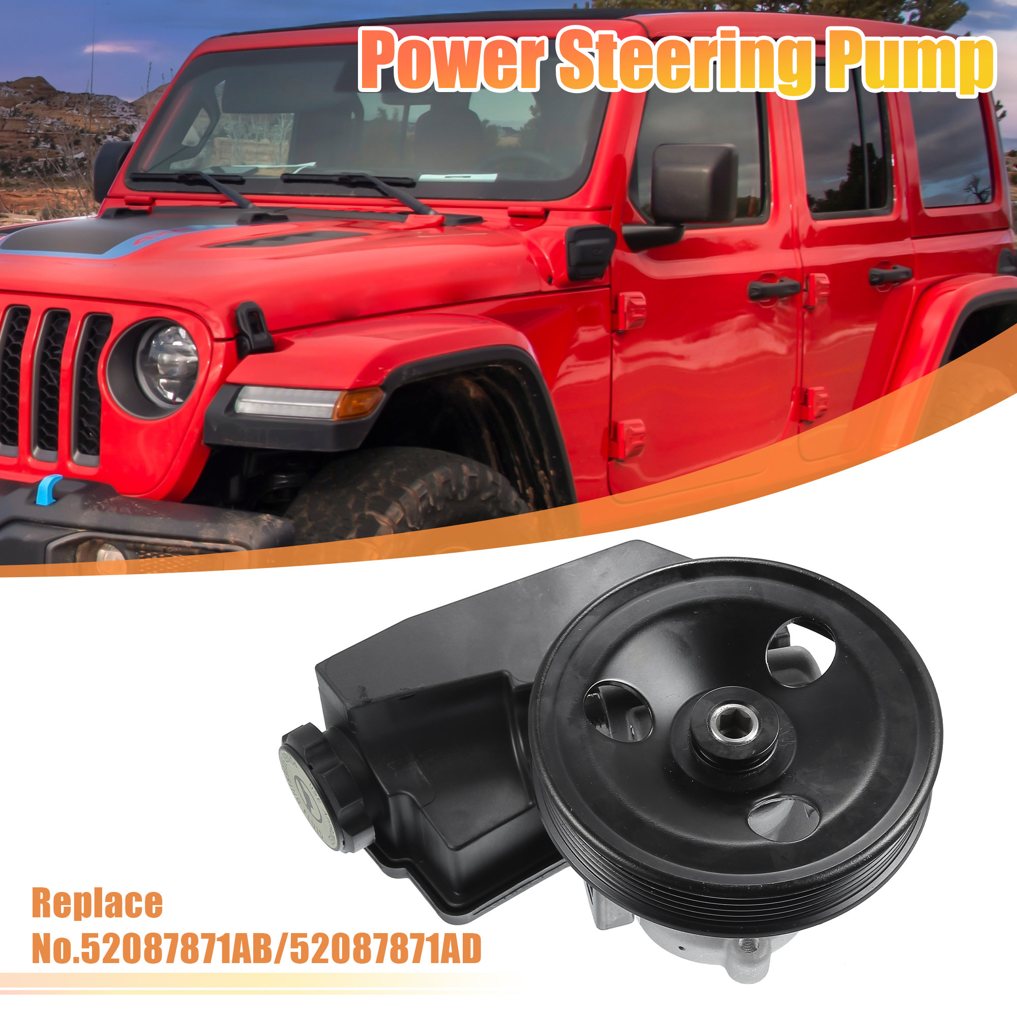 Unique Bargains Power Steering Pump Fit for Jeep Wrangler 1997-2003 No.52087871AB/52087871AD