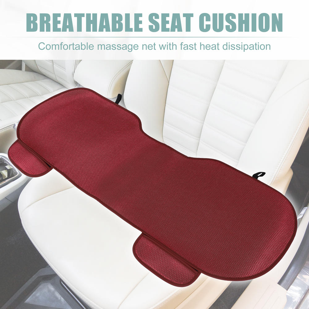 Unique Bargains Car Back Seat Cushion Wine Red Breathable PU Leather Car Seat Protector Mat