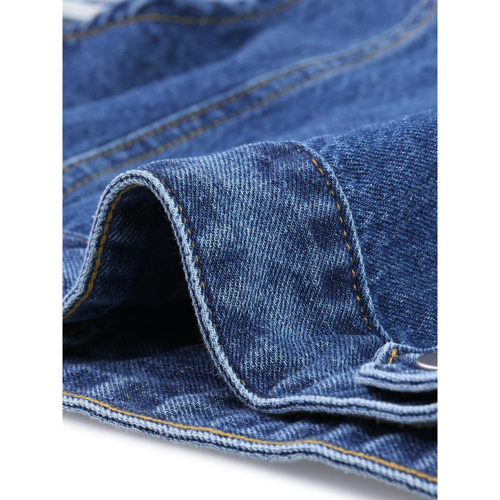 Unique Bargains Agnes Orinda Plus Size Women's Denim Jacket Sleeveless Chest Pockets Button Up Denim Vests
