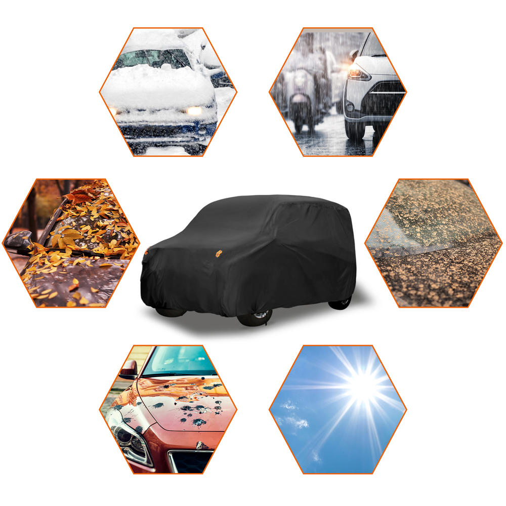 Unique Bargains 12.1x5.7x5.2ft Universal Car Cover Protect Outdoor Dustproof Waterproof Black