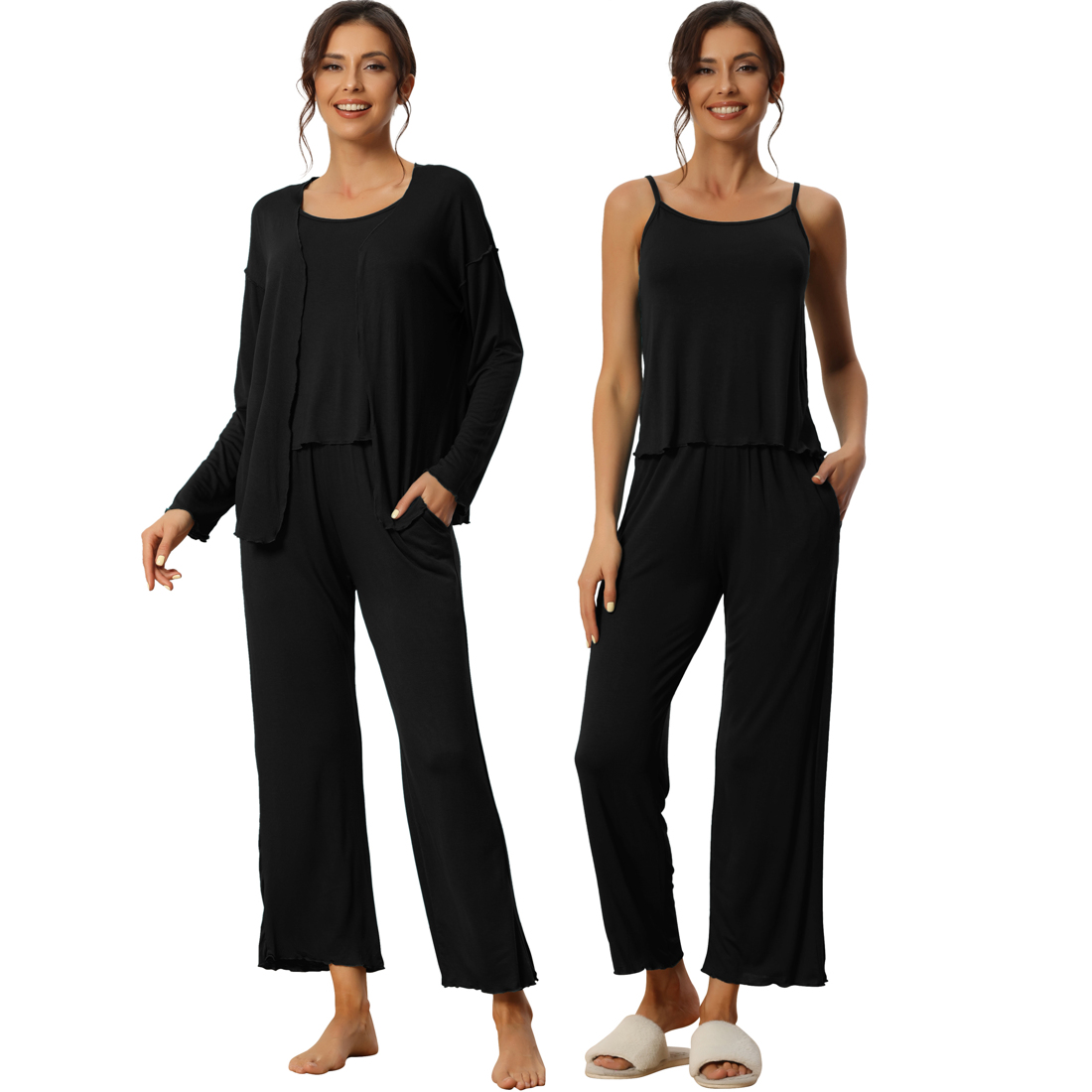 Unique Bargains Womens Cami Pants Sets Sleepwear Nightwear Satin Pajama  Party Silky Summer