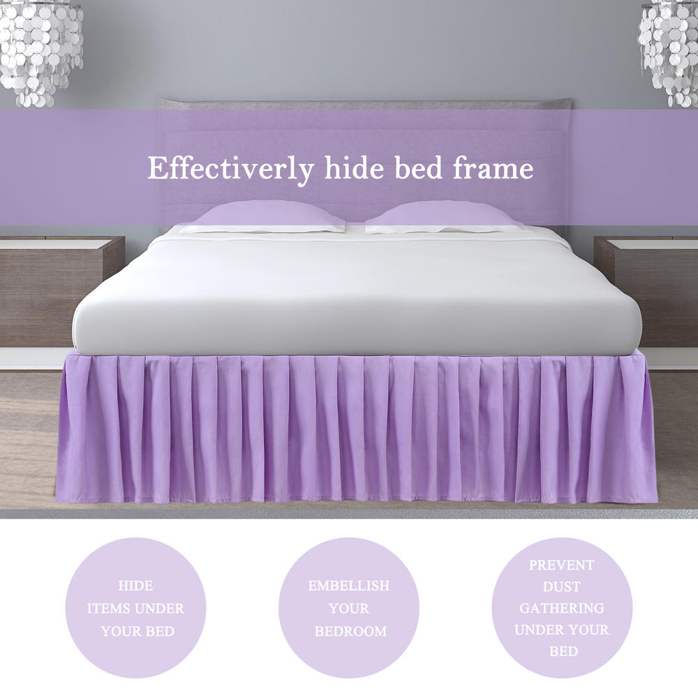 Unique Bargains Bed Skirt Brushed Polyester Pleated Styling Solid Color Dust Ruffle,  -with 14 Inch Drop