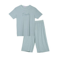 Unique Bargains Womens Sleepwear Short Sleeve with Capri Pants Letters Family Pajama Sets