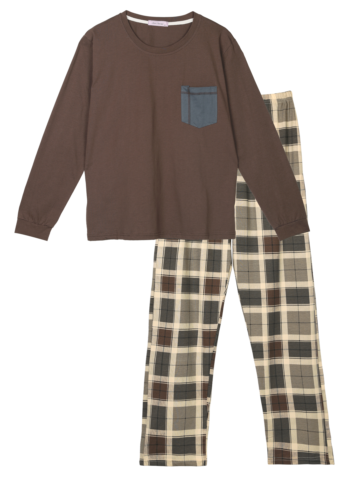 Unique Bargains Men’s Sleepwear Long Sleeve with Pants Plaid Family Pajama Sets