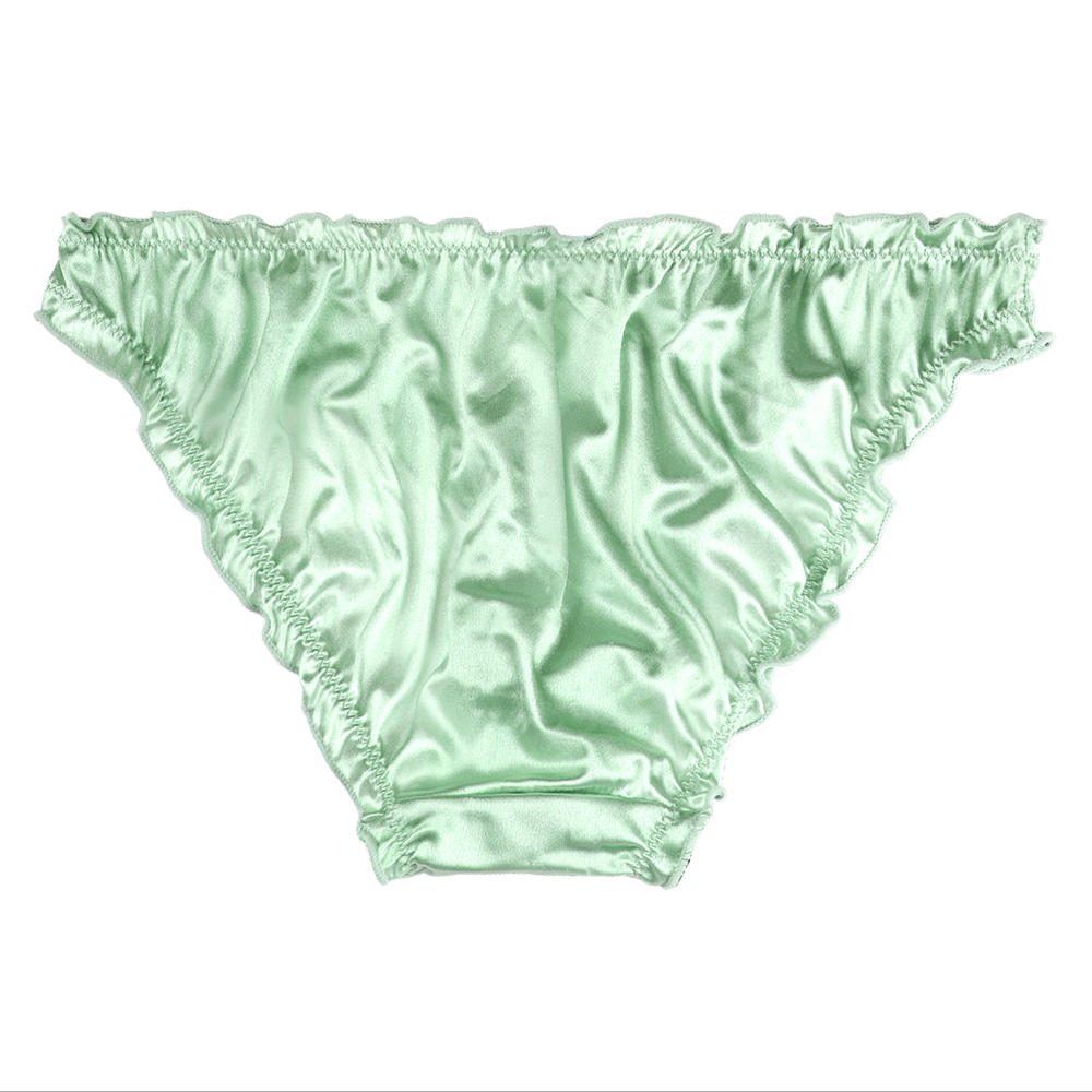 Unique Bargains Agnes Orinda Plus Size Panties for Women Frill Trim Satin Underwear Briefs Panty
