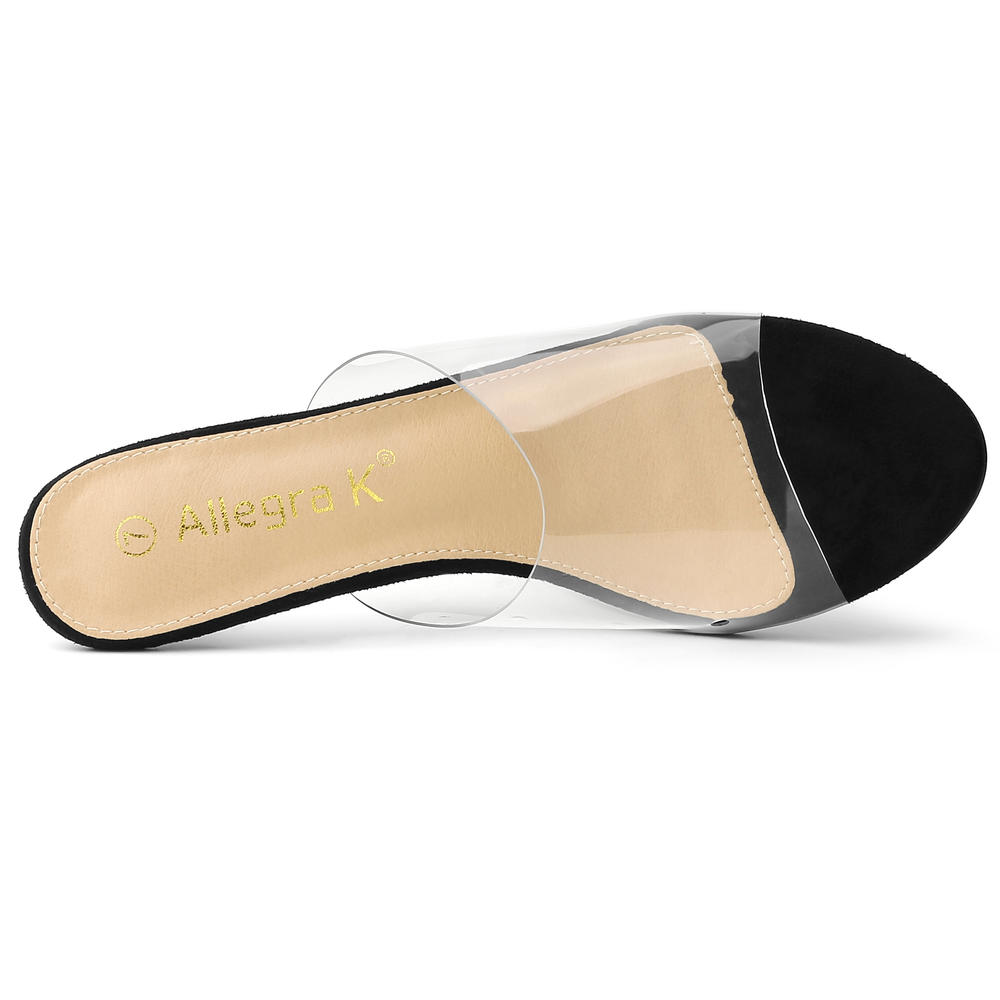 Unique Bargains Allegra K Women's Slip-On Clear Strap Stiletto Heels Sandals