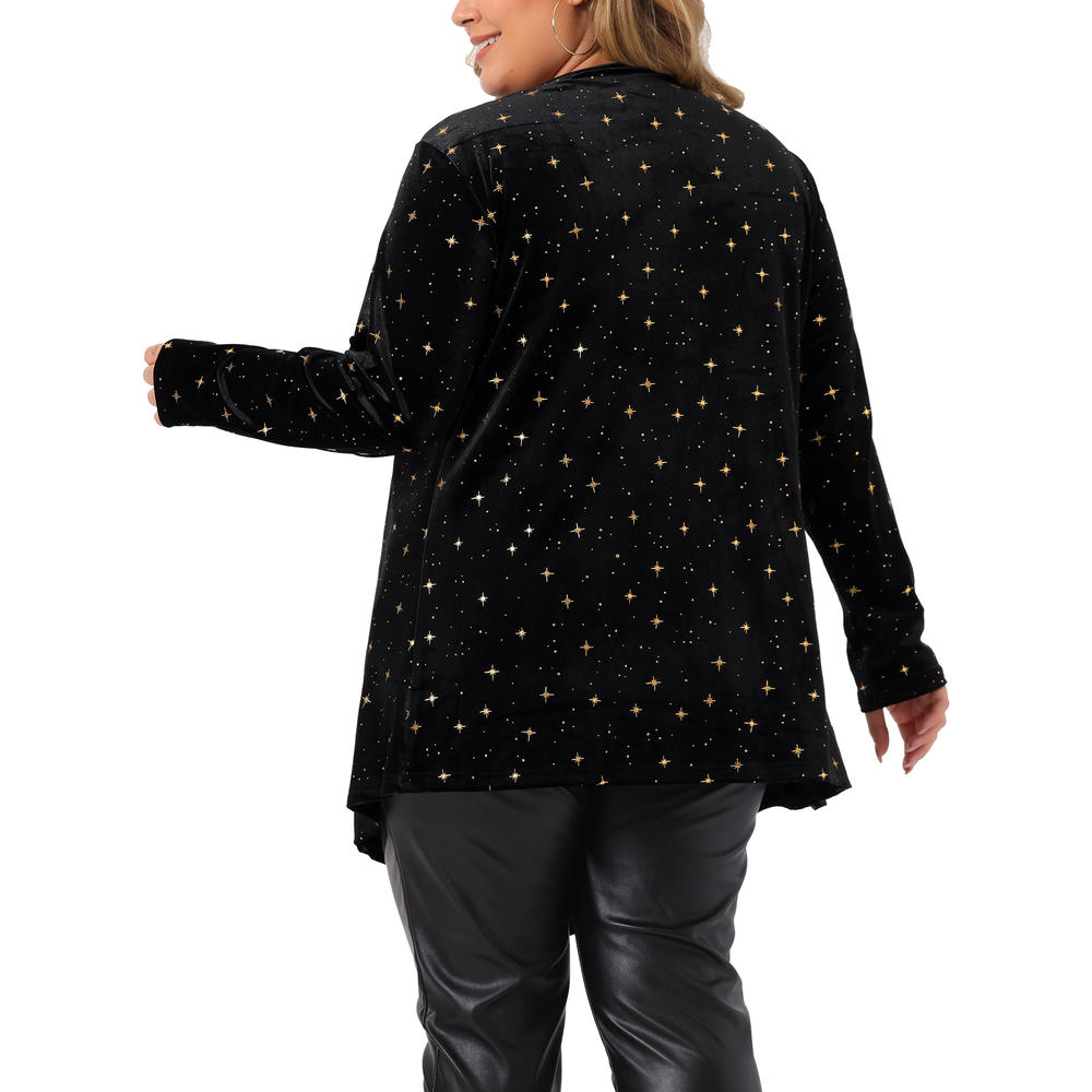 Unique Bargains Agnes Orinda Plus Size Elegant Cardigan for Women 3/4 Sleeve Star Print Shrug Top