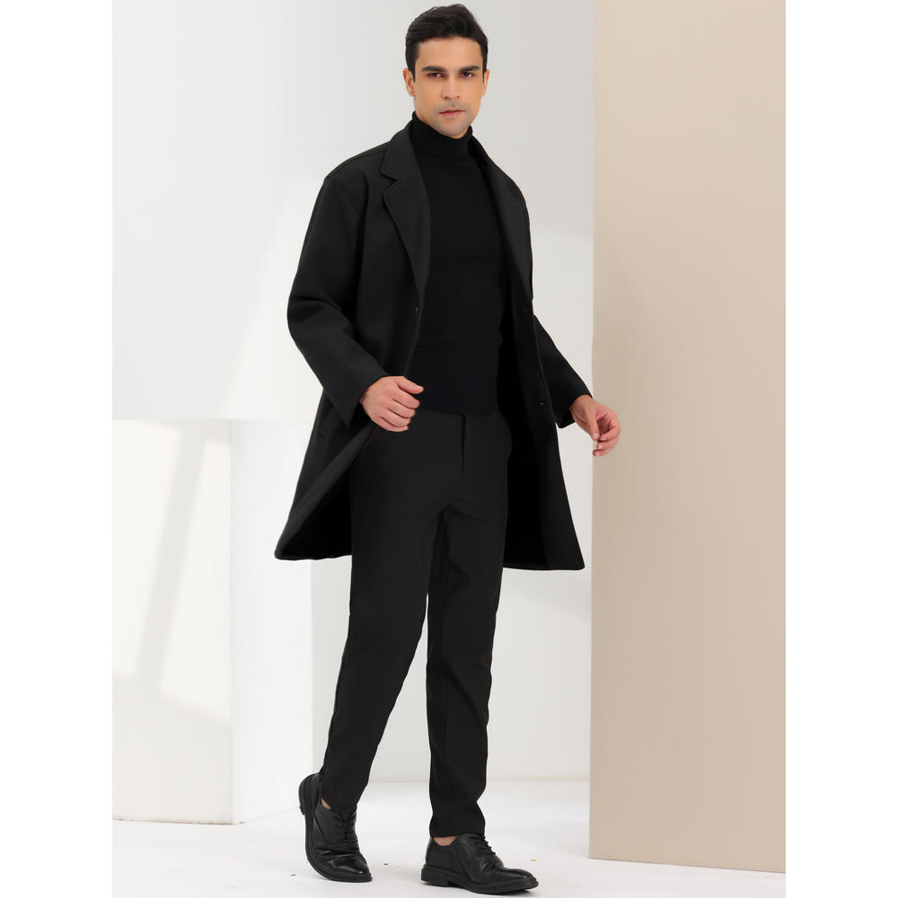 Unique Bargains Lars Amadeus Men's Trench Coat Notched Lapel Mid-Length Casual Overcoat