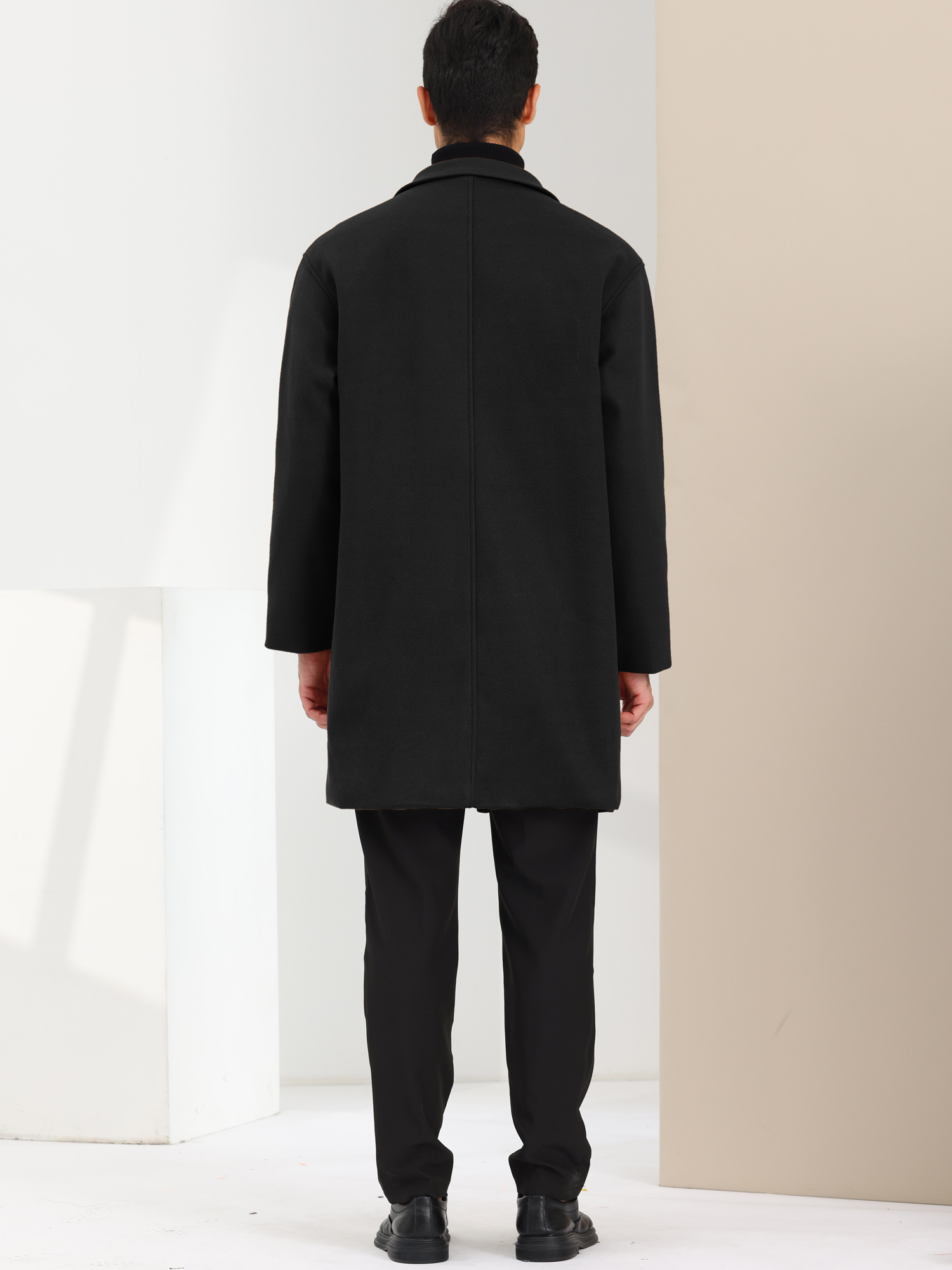 Unique Bargains Lars Amadeus Men's Trench Coat Notched Lapel Mid-Length Casual Overcoat