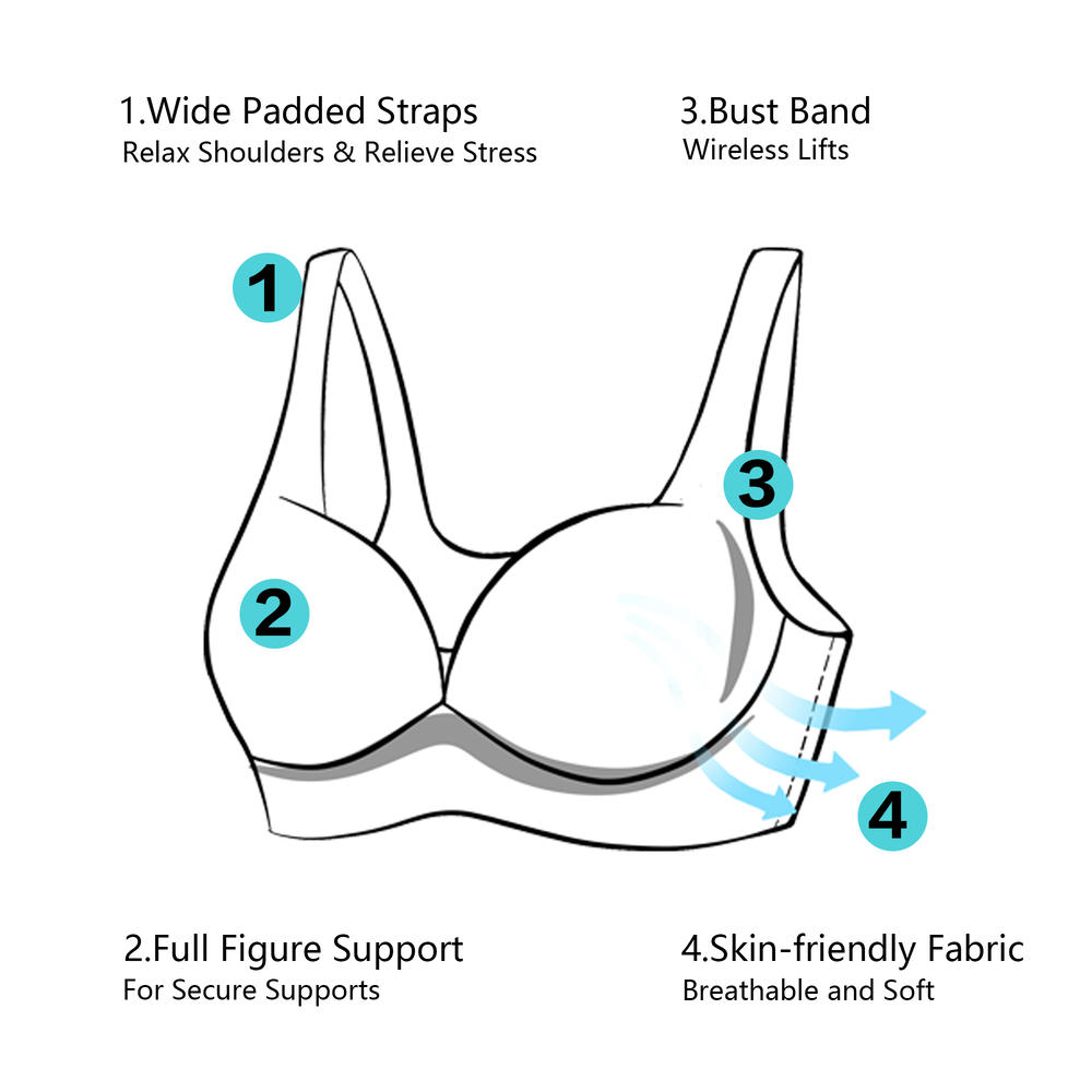 Unique Bargains Agnes Orinda Women's Push Up Bras for Full Coverage Comfort Wirefree Lift Lace Non Padded Bra