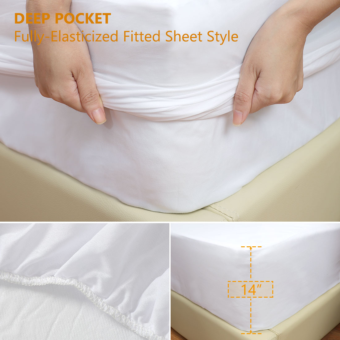 Unique Bargains Polyester Water-resistant Mattress Protector Cover Fitted Breathable Full