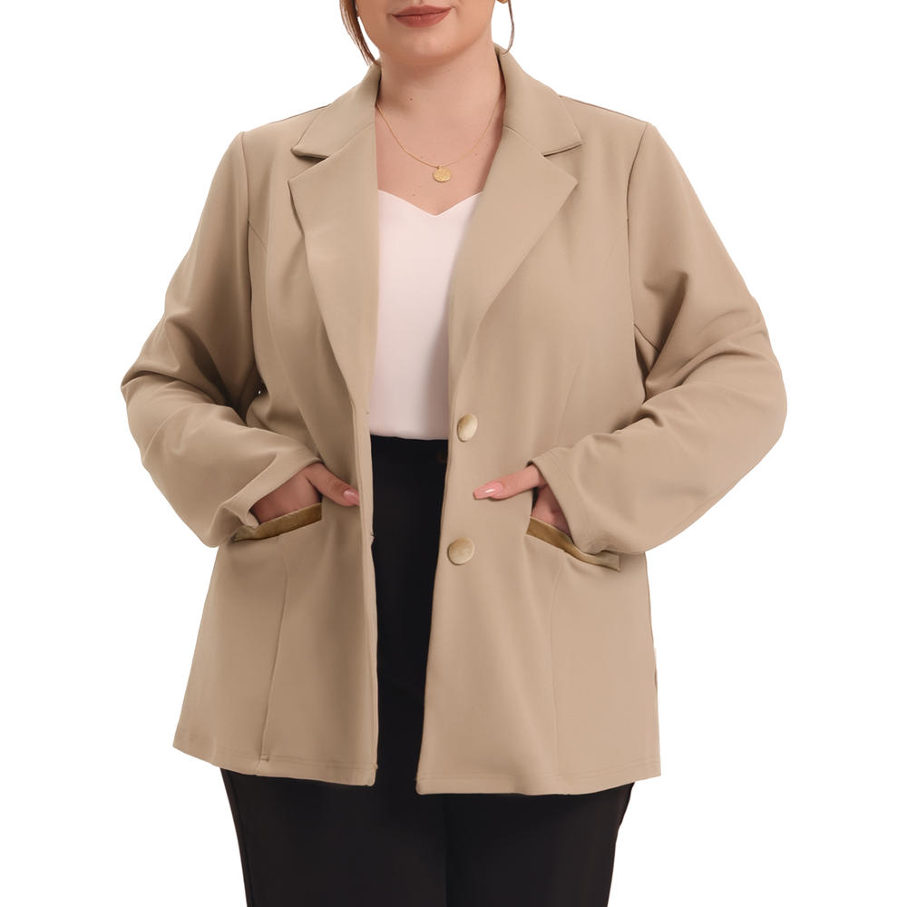 Unique Bargains Agnes Orinda Women's Plus Size Blazers Notched Lapel Office Jackets Blazer
