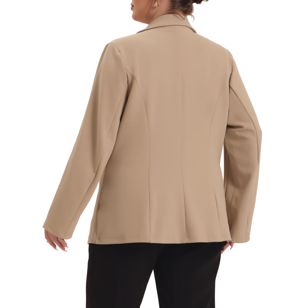 Unique Bargains Agnes Orinda Women's Plus Size Blazers Notched Lapel Office Jackets Blazer