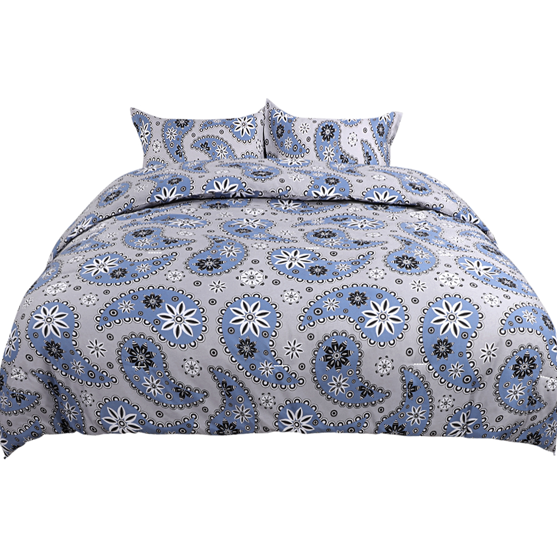 Unique Bargains 3pcs Comforter Sets Luxury Paisley Floral Pattern Duvet with 2 Pillowcase