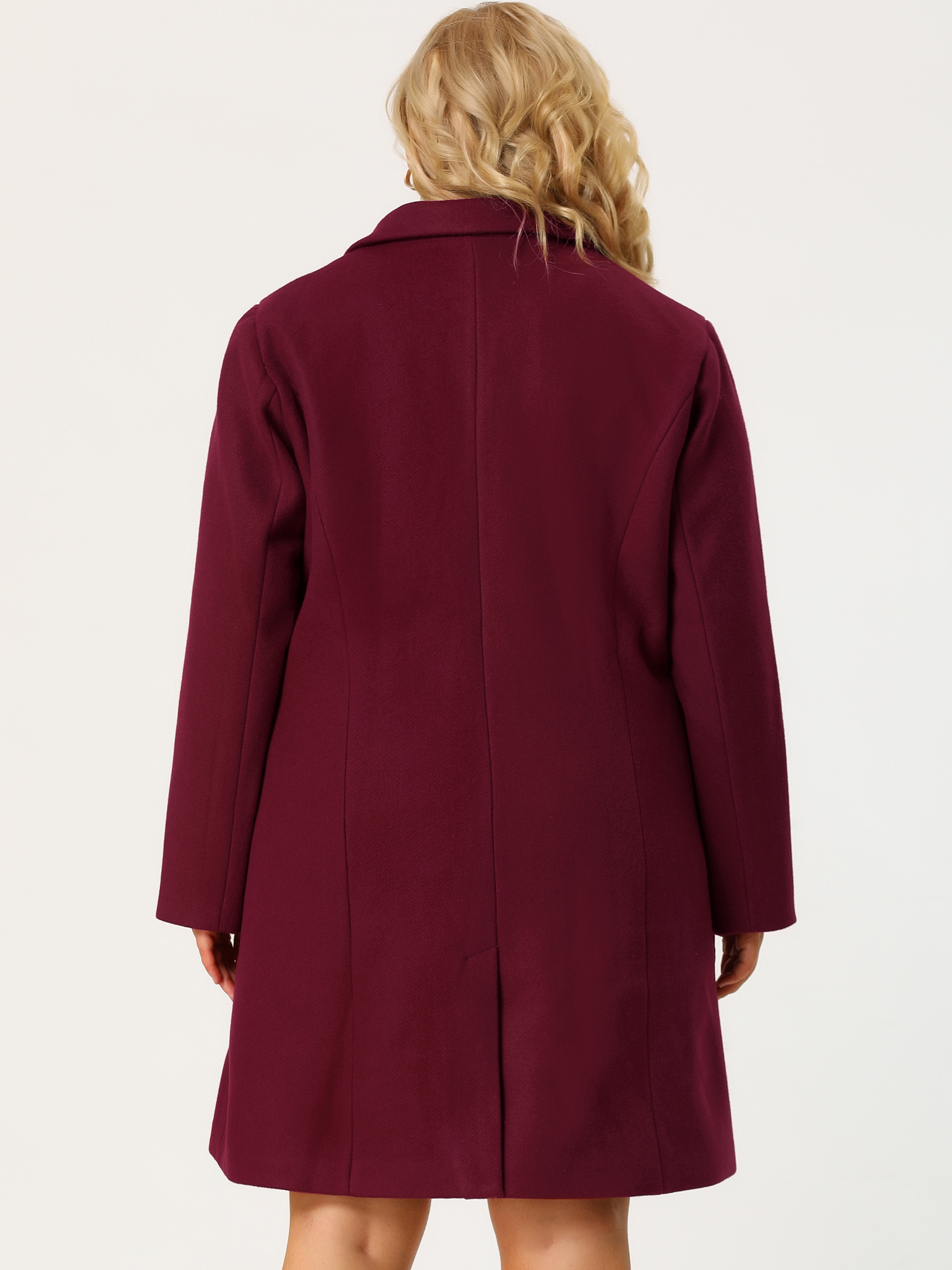 Unique Bargains Agnes Orinda Plus Size Long Coat for Women Notched Lapel  Warm Winter Double Breasted