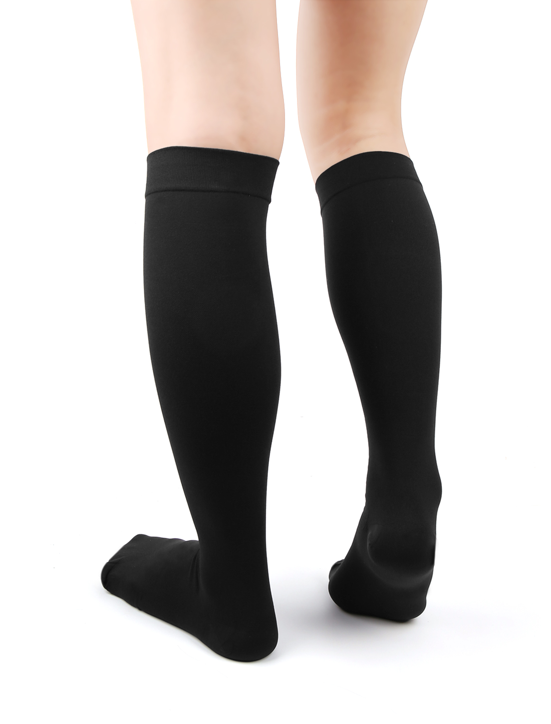 Unique Bargains 1 Pair Skin Color Knee High Stockings Calf Compression Shaper Sleeve Sock