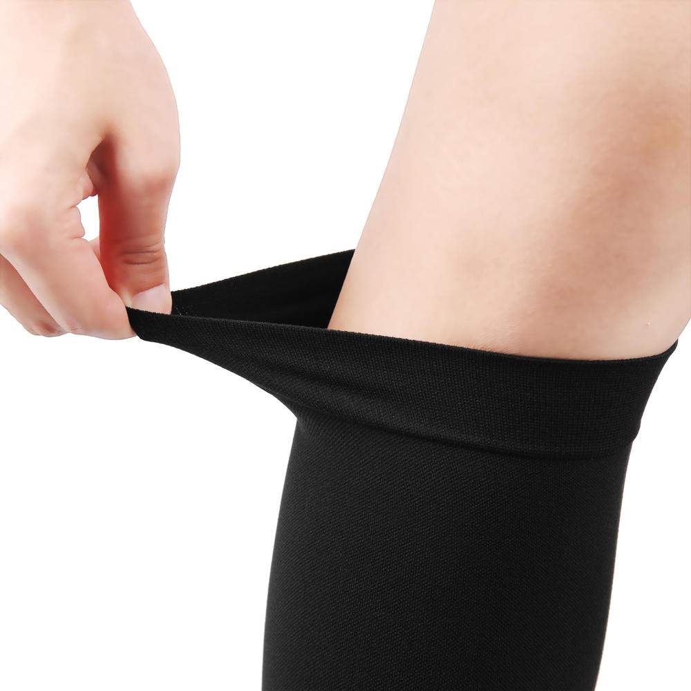 Unique Bargains 1 Pair Skin Color Knee High Stockings Calf Compression Shaper Sleeve Sock
