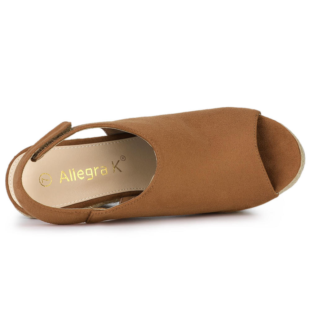 Unique Bargains Allegra K Women's Espadrille Platform Heeled Wedges Sandals