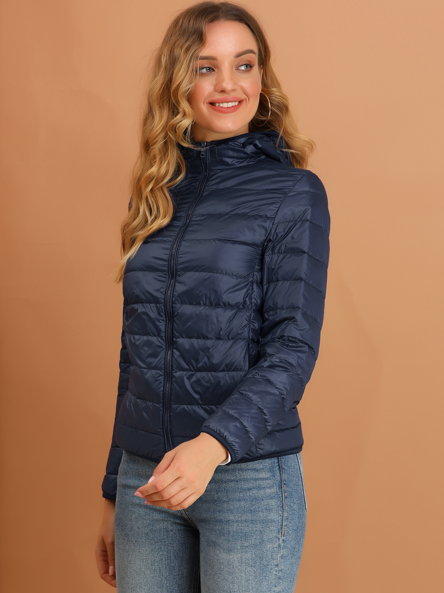 Unique Bargains Allegra K Women's Hooded Packable Thickened Down Jacket Coat