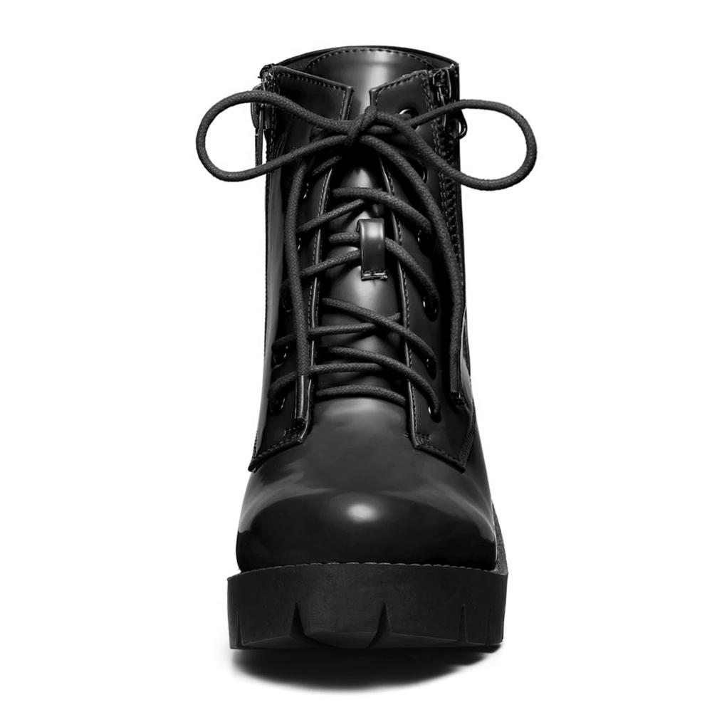Unique Bargains Allegra K Women's Round Toe Zipper Combat Block Heel Ankle Boots