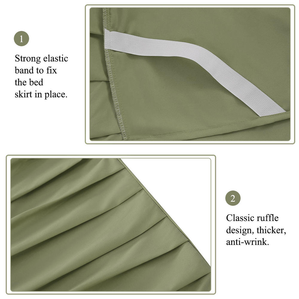 Unique Bargains Ruffled Bed Skirts Polyester Brushed Soft Platform 16" Drop
