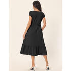 Unique Bargains Women's Casual Tiered Dress with Pockets Round Neck Ruffle Hem Short Cap Sleeve Knit Unique Bargains Women's Casual Tiered Dress with Pockets Round Neck Ruffle Hem Short Cap Sleeve Knit