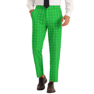 Unique Bargains Plaid Pants for Men's Slim Fit Business Checked Printed Dress Trousers Green 30 Unique Bargains Plaid Pants for Men's Slim Fit Business Checked Printed Dress Trousers Green 30
