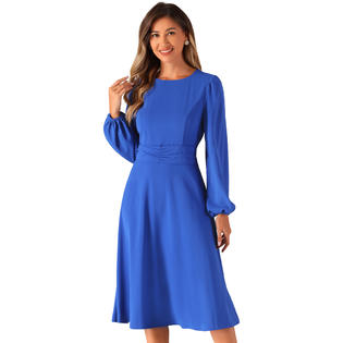 Unique Bargains Flowy Maxi Dresses for Women's Lantern Long Sleeves Keyhole Autumn WinterParty Gown Dress Royal Blue L Unique Bargains Flowy Maxi Dresses for Women's Lantern Long Sleeves Keyhole Autumn WinterParty Gown Dress Royal Blue L