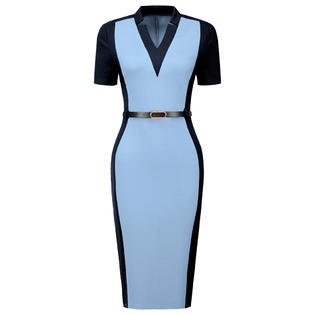 Unique Bargains Women's Sheath Dress Contrast Color Office Pencil Dresses Unique Bargains Women's Sheath Dress Contrast Color Office Pencil Dresses