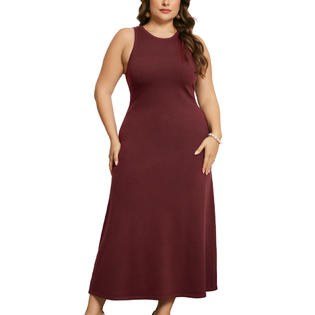 Unique Bargains Plus Size Sweater Dress for Women Crewneck