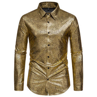 Unique Bargains Metallic Shirt for Men's Button Down Party Glitter Costume Shiny Leopard Printed Shirts Unique Bargains Metallic Shirt for Men's Button Down Party Glitter Costume Shiny Leopard Printed Shirts