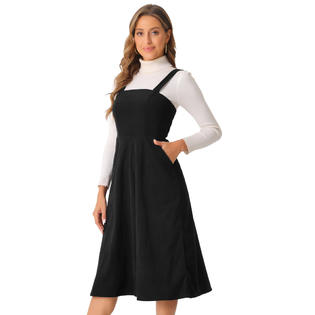 Inspire Chic Women's Tank Ribbed Dress Square Neck Sleeveless A-Line Midi Casual Dress S Black, Size: Small Inspire Chic Women's Tank Ribbed Dress Square Neck Sleeveless A-Line Midi Casual Dress S Black, Size: Small