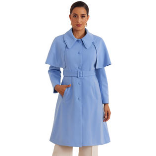 Unique Bargains Winter Coats for Women's Removable Cape Single-Breasted Work Casual Outwear Long Jackets Blue L Unique Bargains Winter Coats for Women's Removable Cape Single-Breasted Work Casual Outwear Long Jackets Blue L