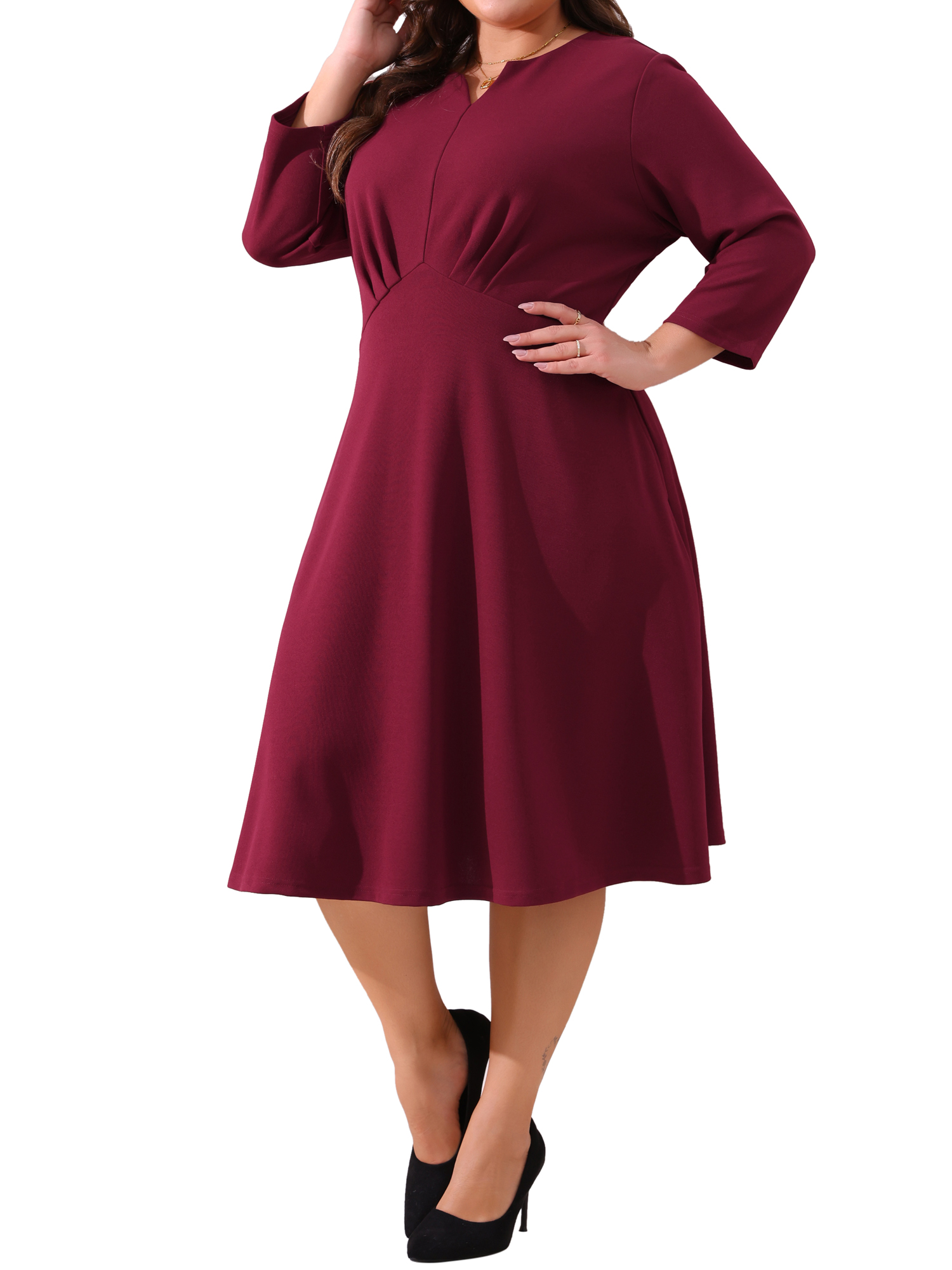 white christmas dresses Plus Size Beach Wedding Guest Dresses Detachable Puffy Sleeves Blue / US:14-16