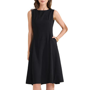 Unique Bargains Women's Casual Summer Tank Dress Crewneck Sleeveless A-Line Midi Dresses with Pockets Black S Unique Bargains Women's Casual Summer Tank Dress Crewneck Sleeveless A-Line Midi Dresses with Pockets Black S