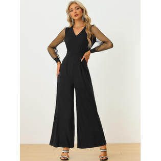 Unique Bargains Women's Elegant V Neck Mesh Long Sleeve