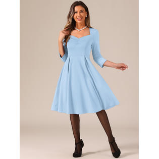 Unique Bargains Women's Vintage Sweetheart Neck 1950s Retro Cocktail A-Line Dresses Light Blue XL Unique Bargains Women's Vintage Sweetheart Neck 1950s Retro Cocktail A-Line Dresses Light Blue XL