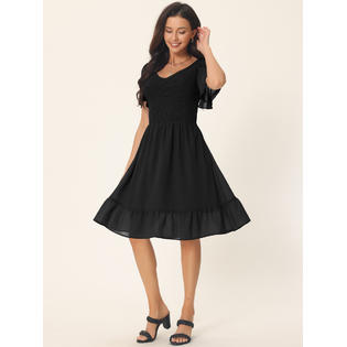 Unique Bargains Women's Flowy Chiffon Dresses Summer