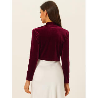 Unique Bargains Velvet Shrug for Women's Long Sleeve Open Front