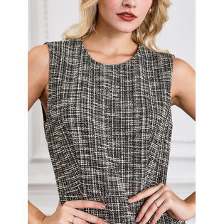 Unique Bargains Women's Tweed Dress Round Neck Sleeveless Elegant Work A-Line Dress Black Beige XL Unique Bargains Women's Tweed Dress Round Neck Sleeveless Elegant Work A-Line Dress Black Beige XL