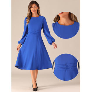 Unique Bargains Flowy Maxi Dresses for Women's Lantern Long Sleeves Keyhole Autumn WinterParty Gown Dress Royal Unique Bargains Flowy Maxi Dresses for Women's Lantern Long Sleeves Keyhole Autumn WinterParty Gown Dress Royal