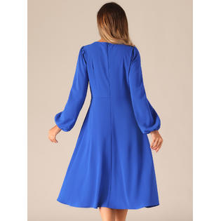 Unique Bargains Flowy Maxi Dresses for Women's Lantern Long Sleeves Keyhole Autumn WinterParty Gown Dress Royal Unique Bargains Flowy Maxi Dresses for Women's Lantern Long Sleeves Keyhole Autumn WinterParty Gown Dress Royal