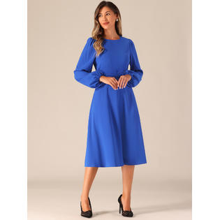 Unique Bargains Flowy Maxi Dresses for Women's Lantern Long Sleeves Keyhole Autumn WinterParty Gown Dress Royal Unique Bargains Flowy Maxi Dresses for Women's Lantern Long Sleeves Keyhole Autumn WinterParty Gown Dress Royal