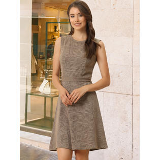 Unique Bargains Women's Houndstooth Plaid Sleeveless Above Knee Fit and Flare Knit Dress Brown Apricot XL Unique Bargains Women's Houndstooth Plaid Sleeveless Above Knee Fit and Flare Knit Dress Brown Apricot XL