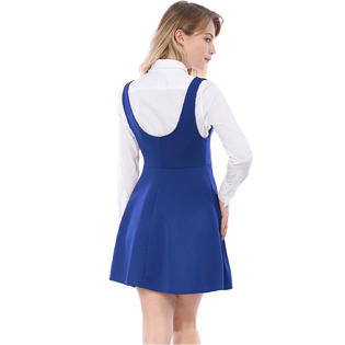 Unique Bargains Allegra K Women Button Decor Flared Hem Dress Suspender Skirt Indigo Blue XL Unique Bargains Allegra K Women Button Decor Flared Hem Dress Suspender Skirt Indigo Blue XL